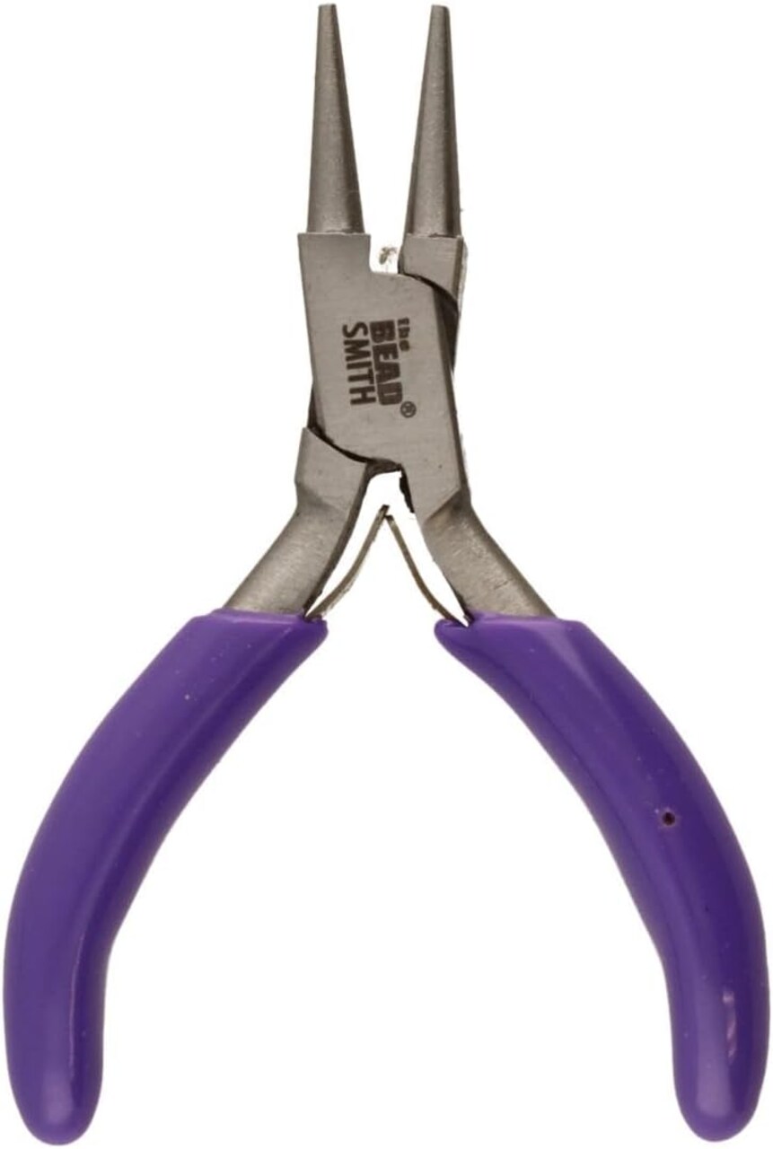 The Beadsmith Mini Series Chain Nose Plier – Create Loops and Bends in Wire and Metal, Purple Comfort Grip Handle, Single Leaf Spring, Polished Steel Head – Tools for Jewelry Making